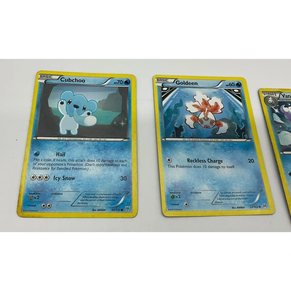 Pokemon Water Type Card Lot Squirtle Psyduck Goldeen Cubchoo Vanillish Energy